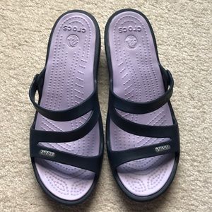 Navy Crocs sandals